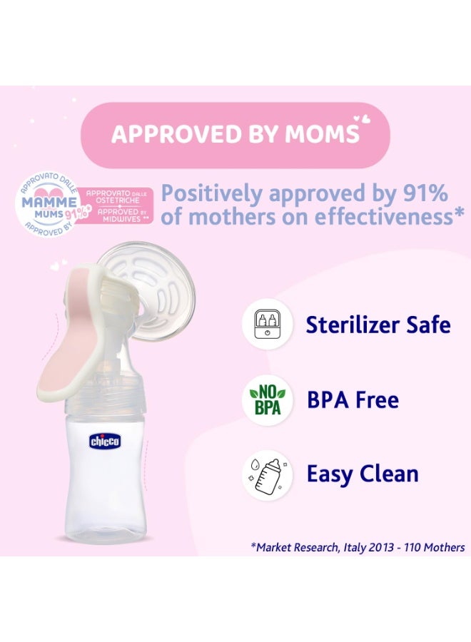 Chicco Manual Breast Pump Wellbeing for Breastfeeding Mothers| With 2 Phase Technology| Comes with Teat & Storage Cap| Extra Soft Silicone Cup| Easy Grip Handle| Diaphargm Technology| BPA Free - Image 3